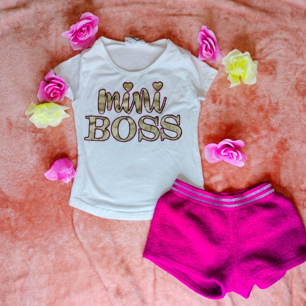 Girl 4T set white and purple